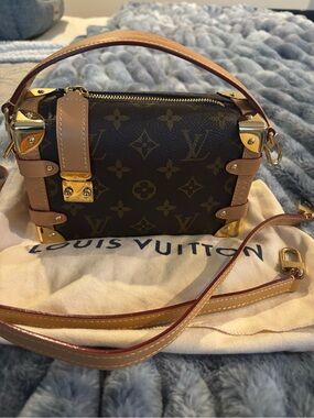 Louis Vuitton Monogram Petite Trunk in Brown with Tan Trim and Gold Hardware